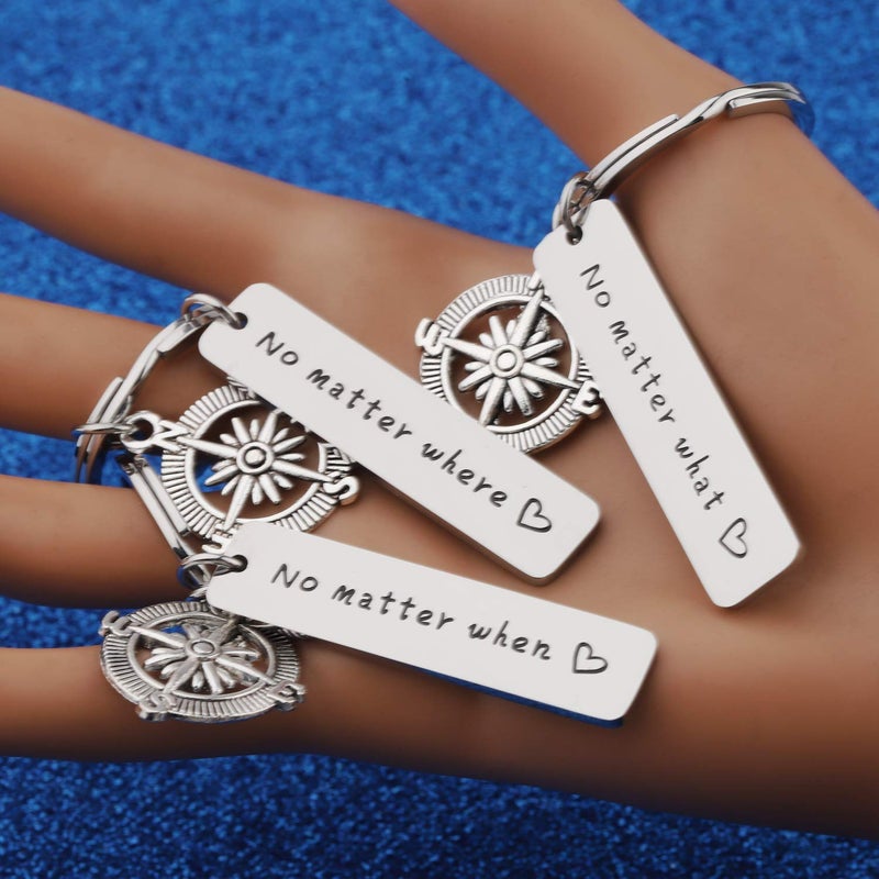 WUSUANED No Matter What Where When Compass Best Friend Keychain Set Long Distance Friendship Gift For Sister Best Friends - Image 5